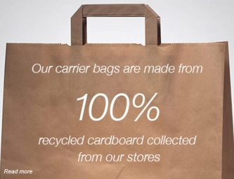"Nos sachets sont fabriqué 100% à partir de cartons recyclés, en provenance de nos magasins" - c'est ce que l'on peut lire sur le site de Primark, rubrique Éthique. 